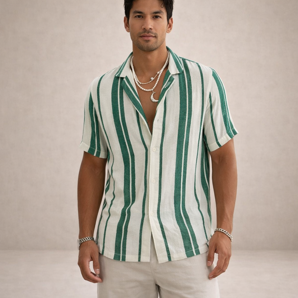 Men's Striped Linen Long-Sleeve Shirt 2