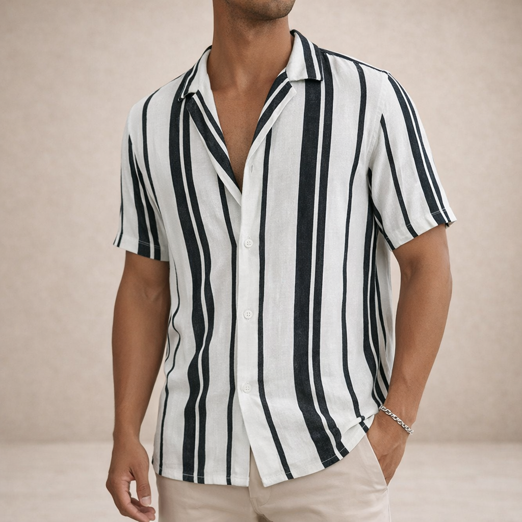 Men's Striped Linen Long-Sleeve Shirt 4