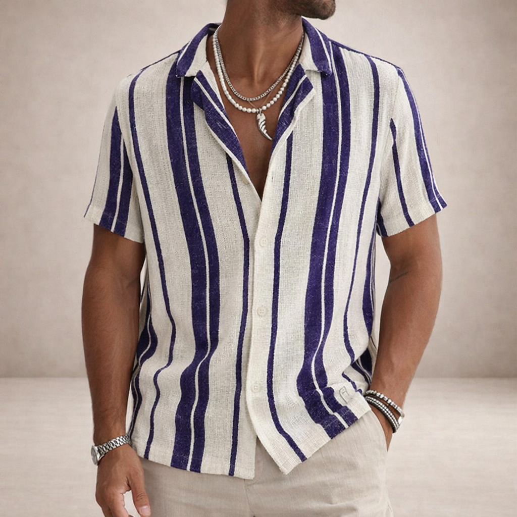 Men's Striped Linen Long-Sleeve Shirt 6