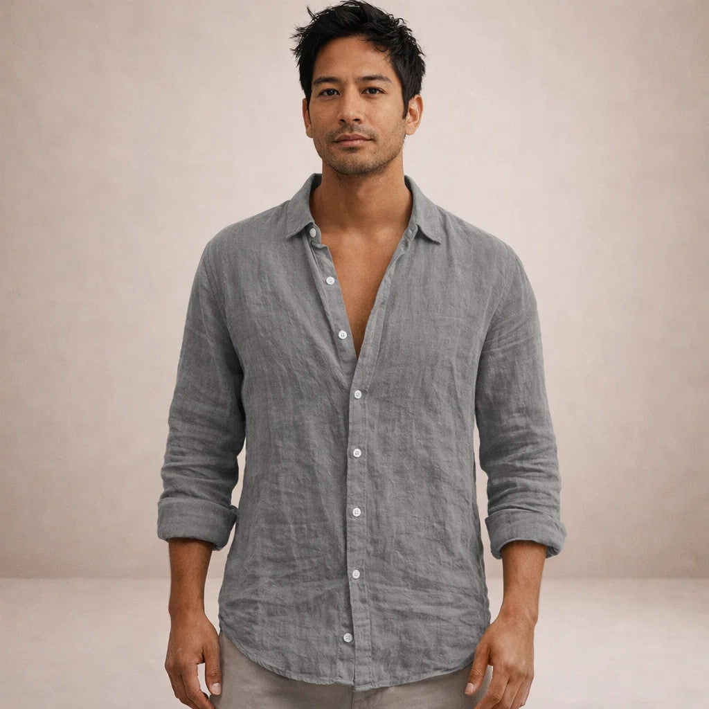 Men's Lightweight Linen Shirt – Open Collar 2