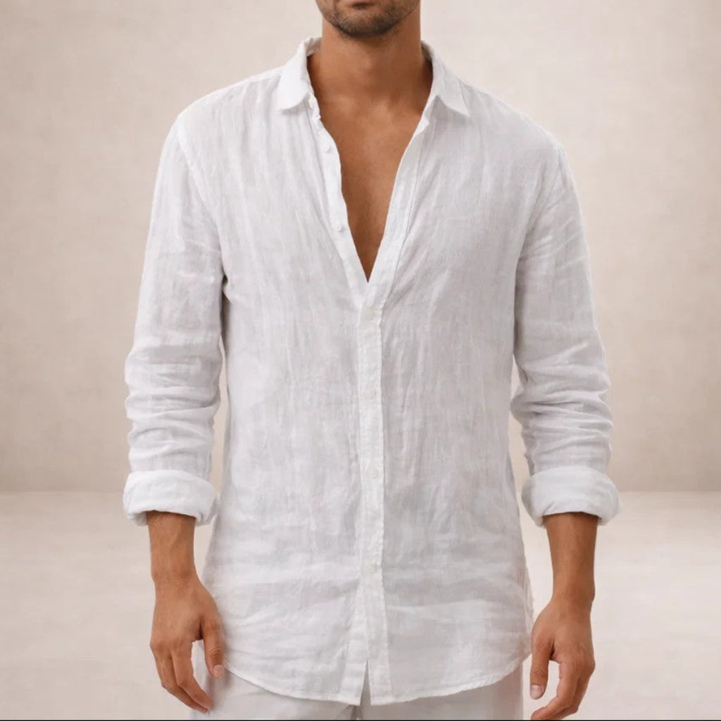 Men's Lightweight Linen Shirt – Open Collar 3