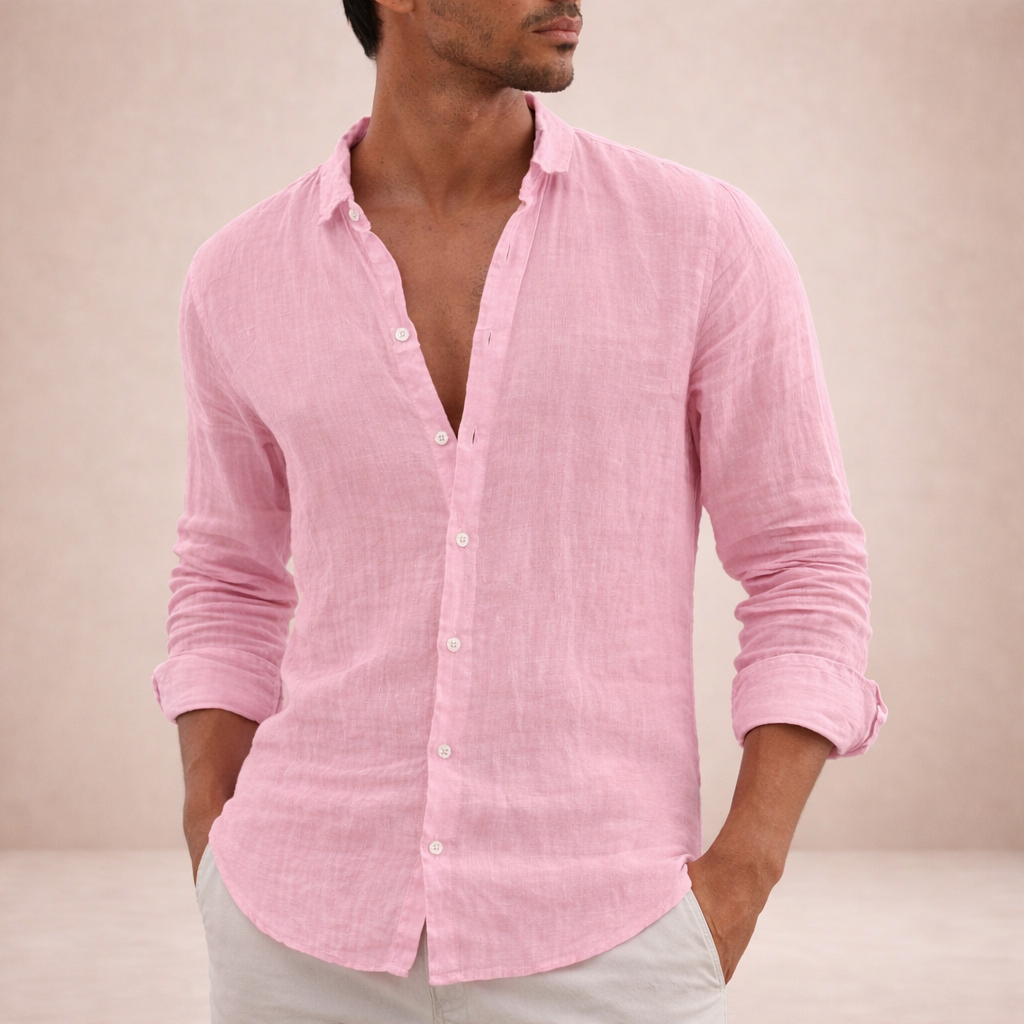 Men's Lightweight Linen Shirt – Open Collar 5