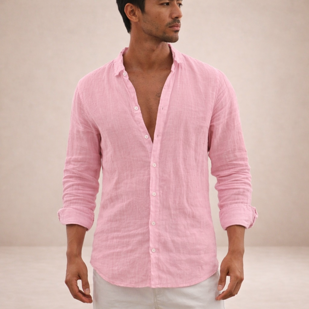 Men's Lightweight Linen Shirt – Open Collar 6