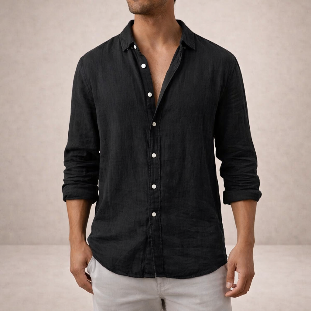Men's Lightweight Linen Shirt – Open Collar 7