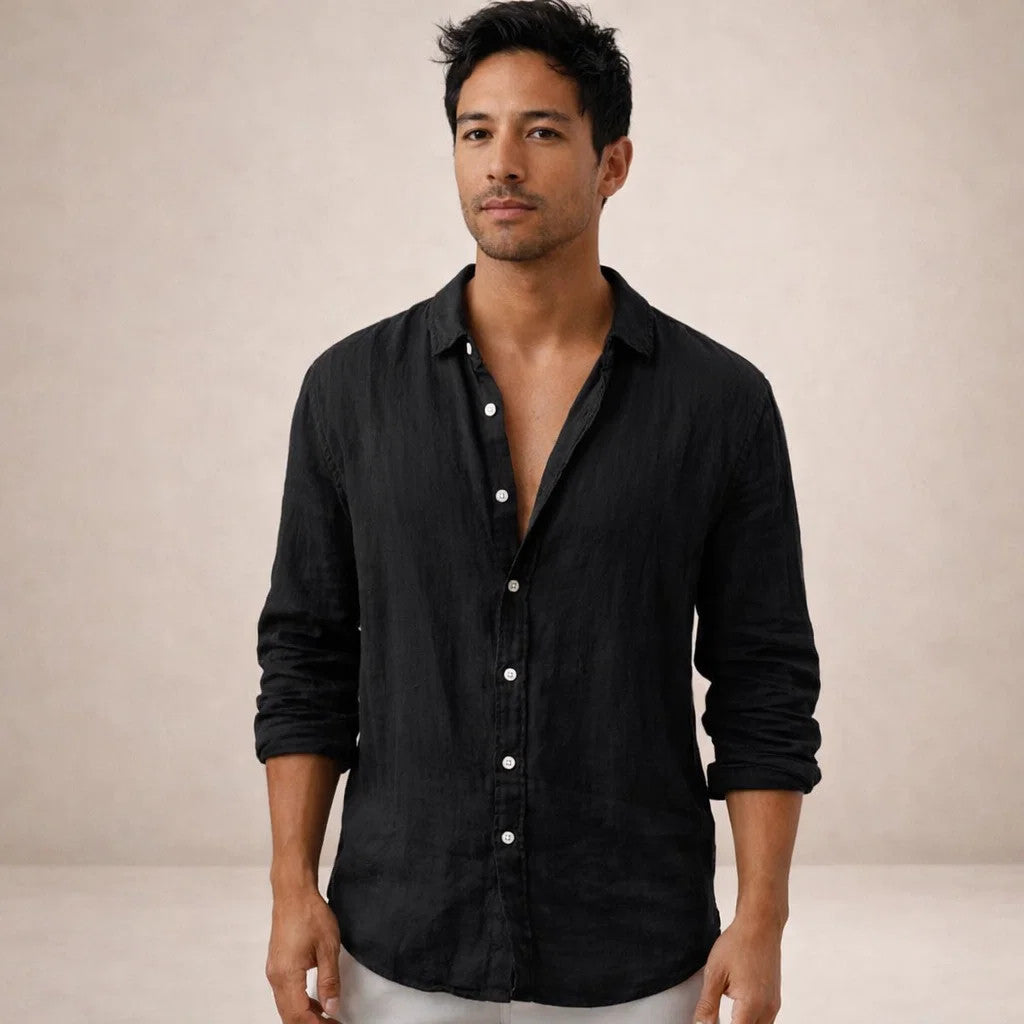 Men's Lightweight Linen Shirt – Open Collar 8