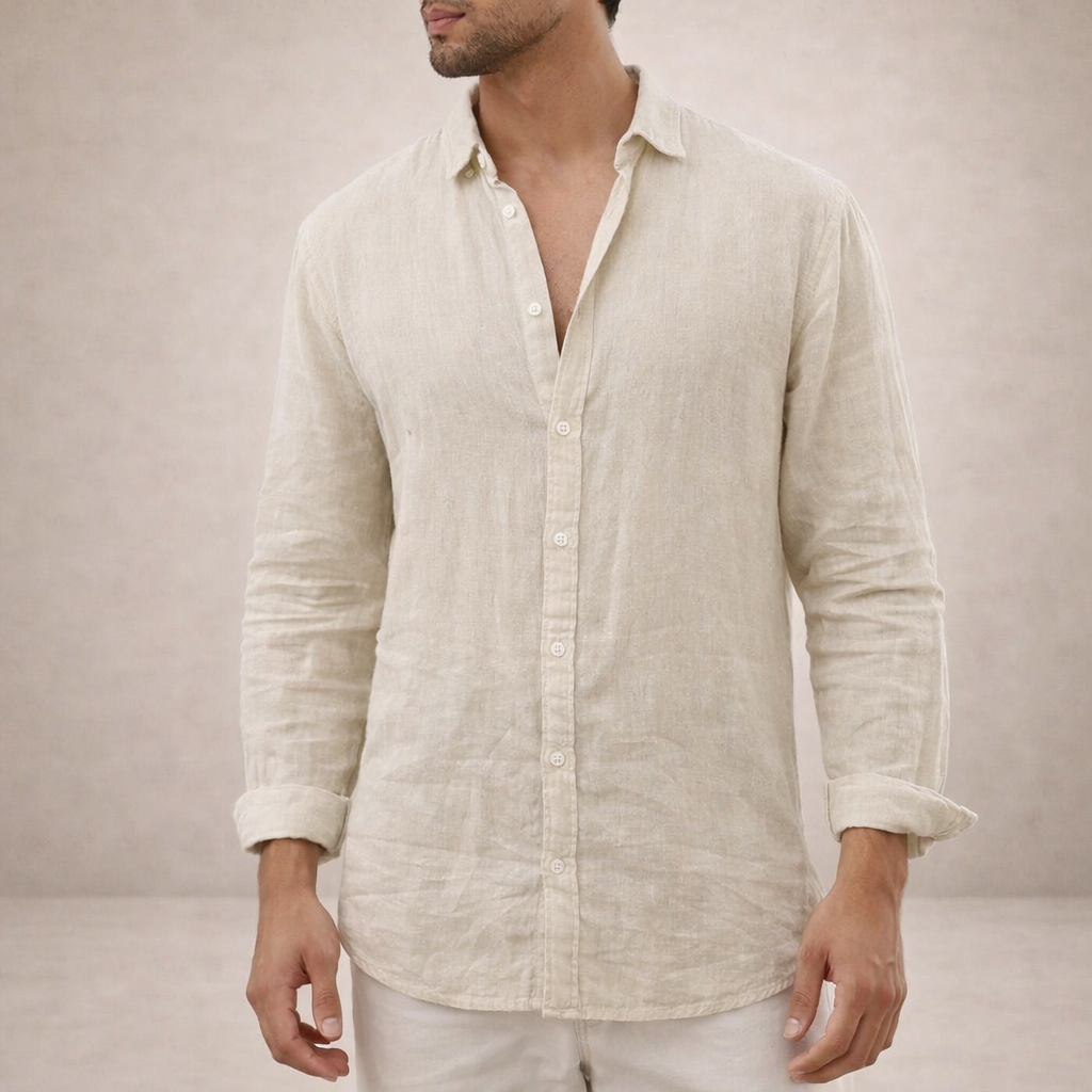Men's Lightweight Linen Shirt – Open Collar 9