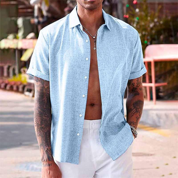 Men's Short-Sleeve Linen Shirt 3