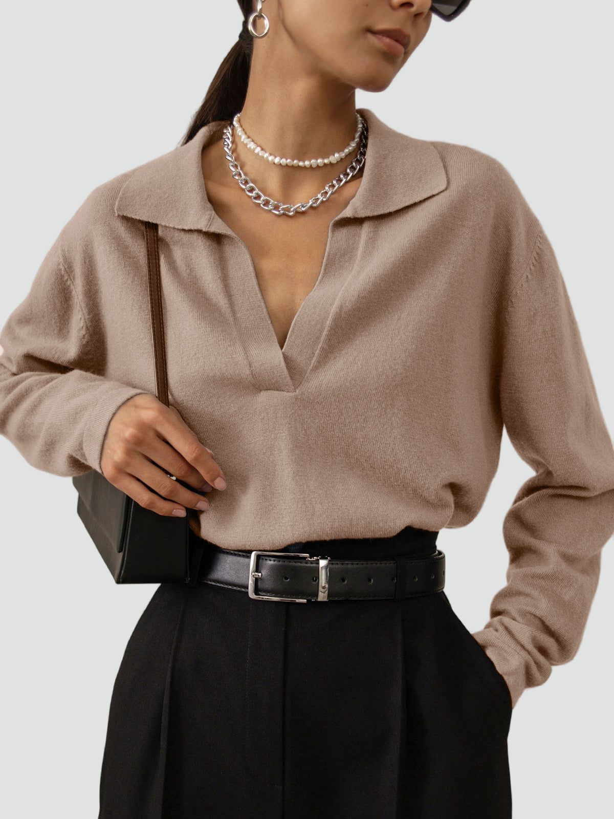 Women's Collared V-Neck Sweater 2