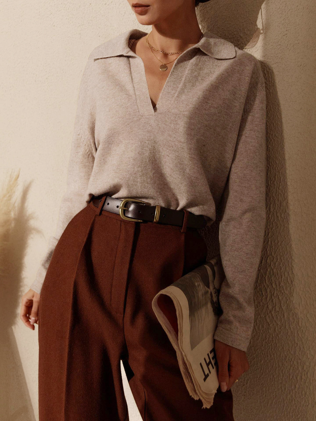 Women's Collared V-Neck Sweater 4