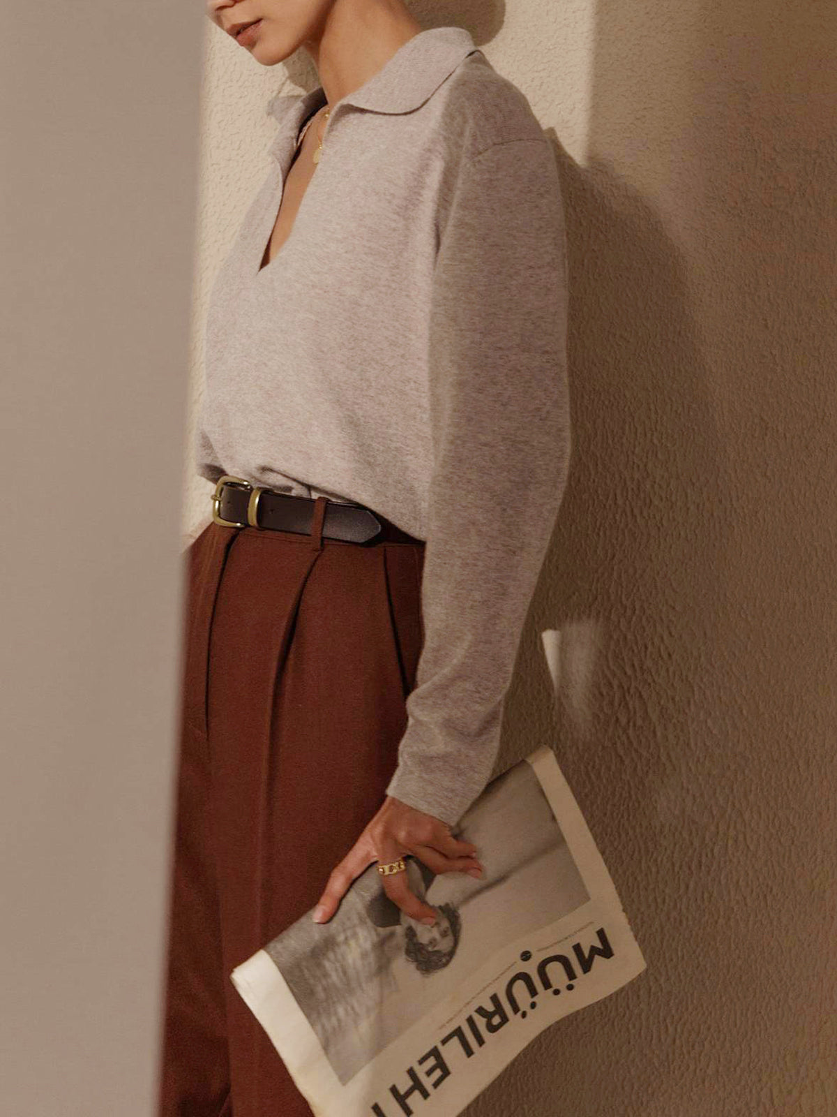 Women's Collared V-Neck Sweater 5